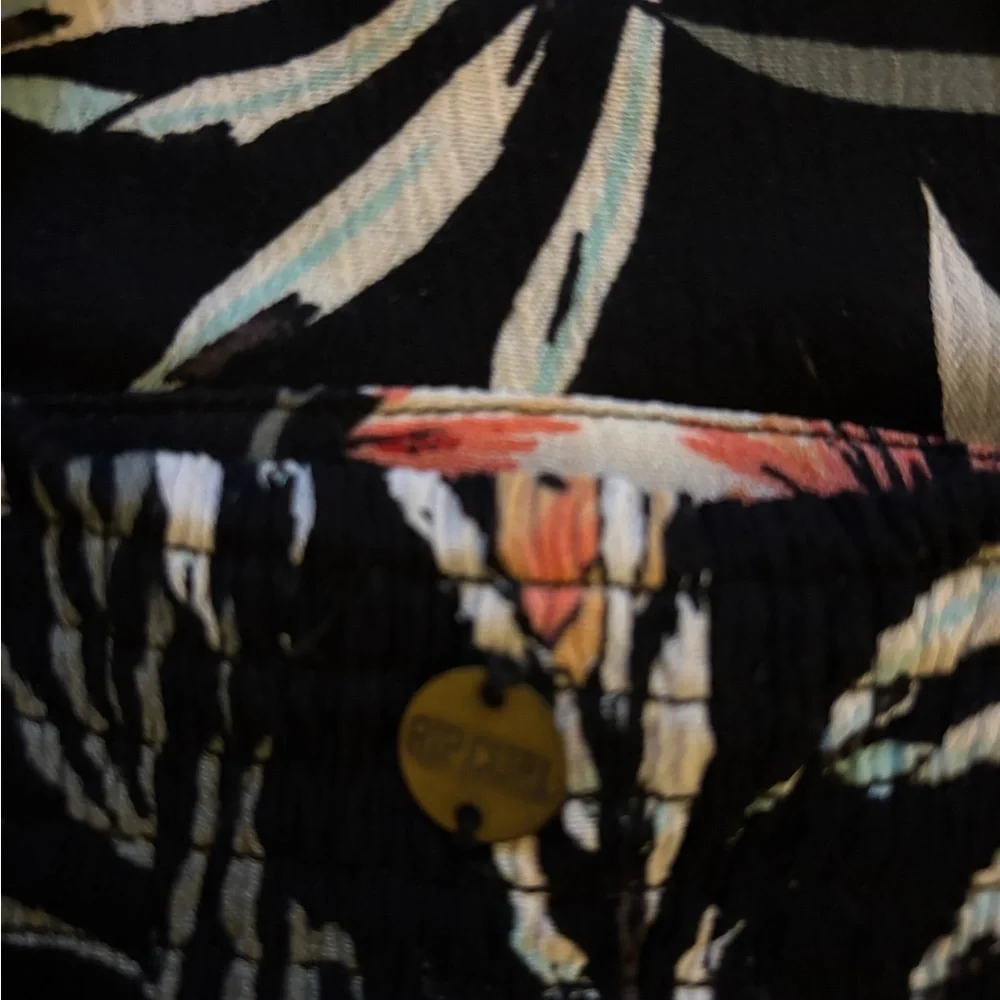 Rip Curl Black Dress with Orange and White Floral Design - Picture 3 of 6